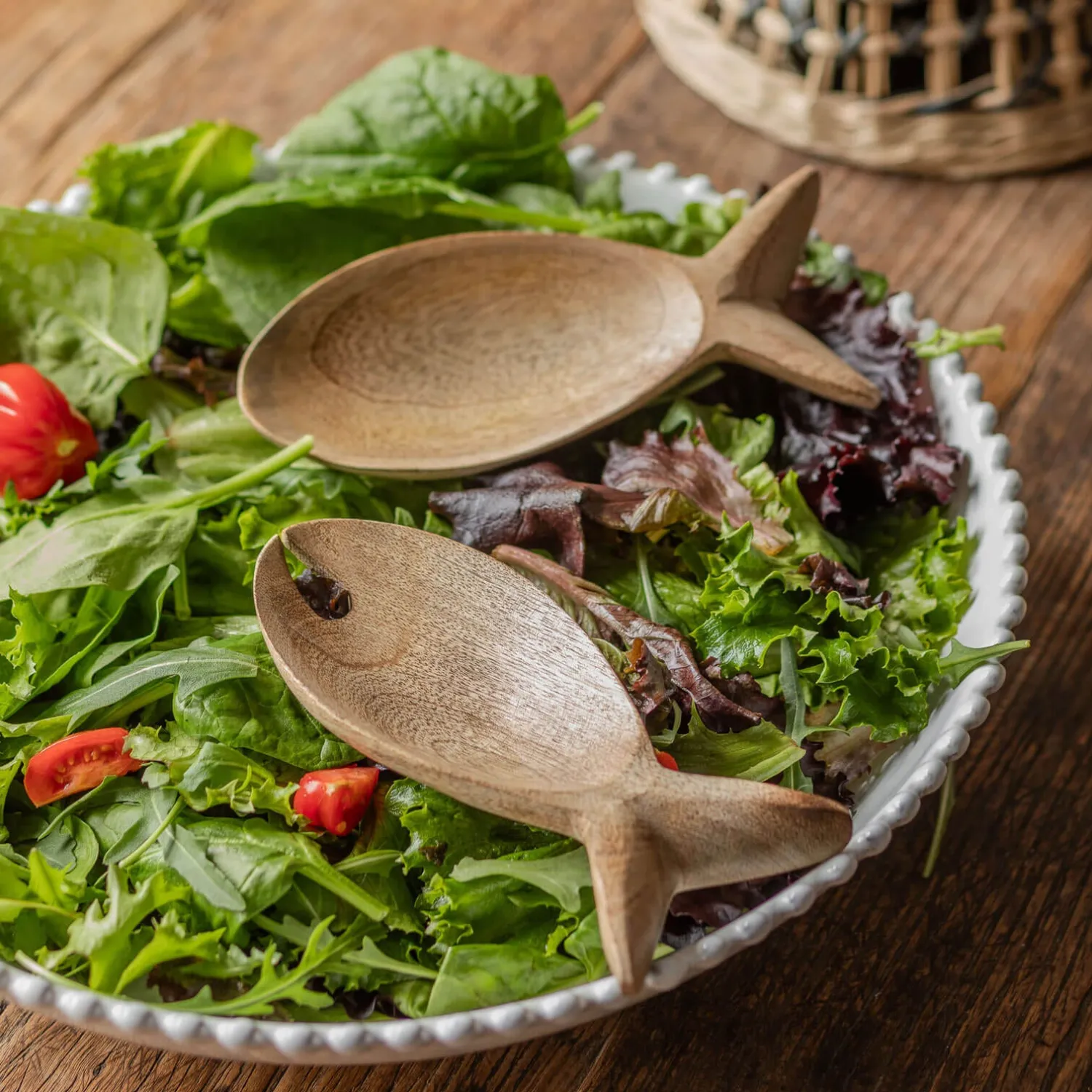 Graham & Green Wooden Fish Salad Servers