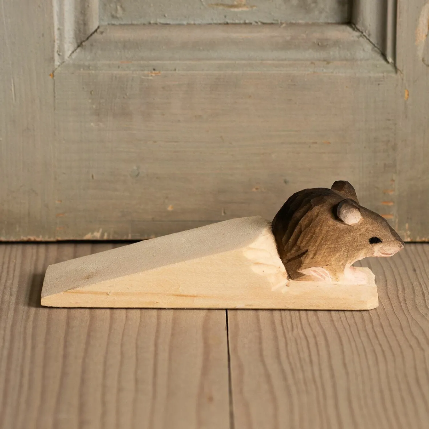 Graham & Green Wooden Forest Mouse Doorstop