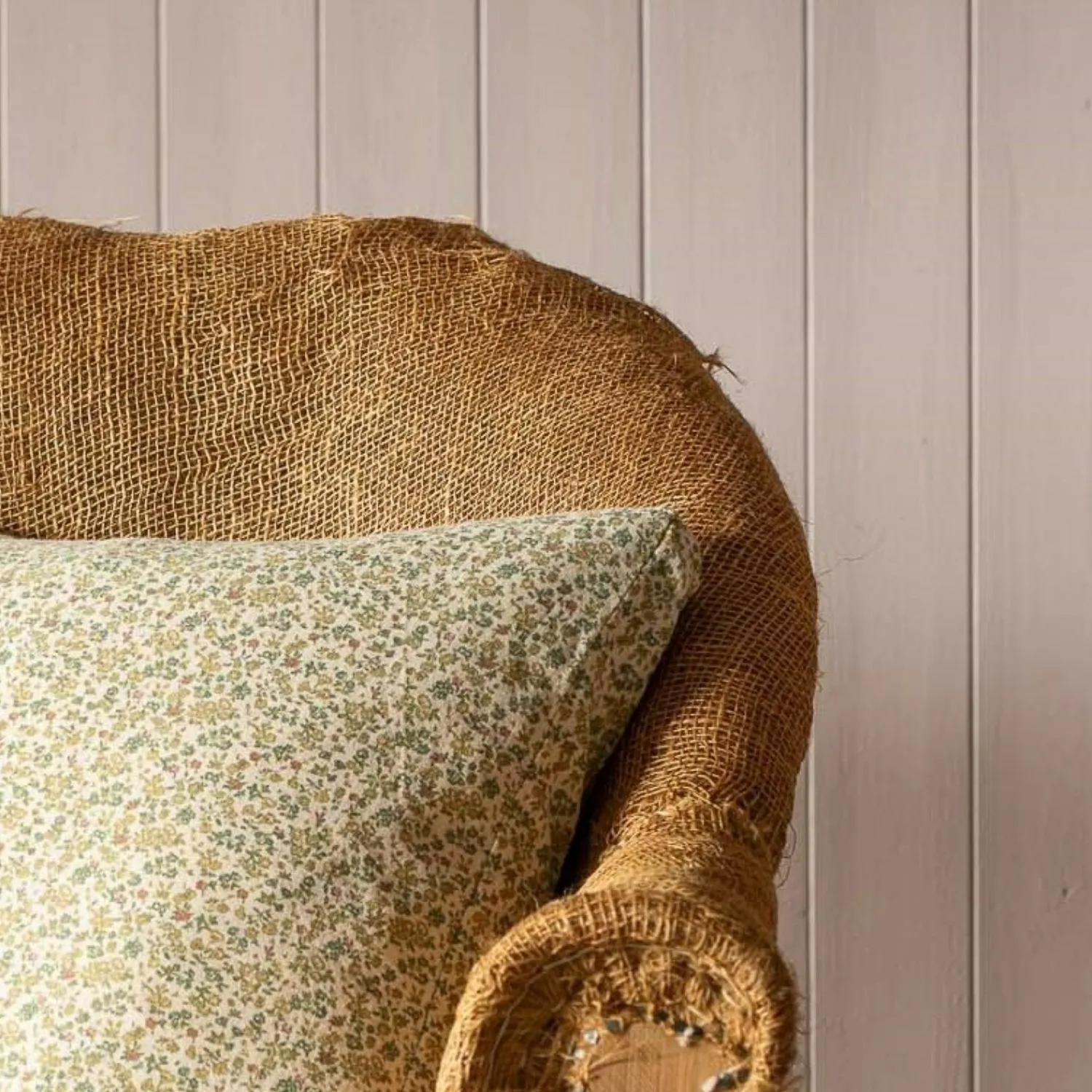 Graham & Green Yellow and Green Floral Square Cushion