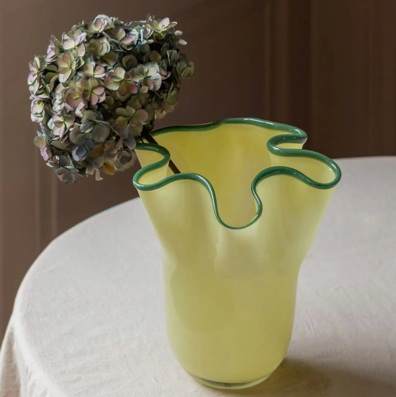Graham & Green Yellow and Green Ruffle Vase - Medium
