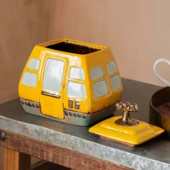 Graham & Green Yellow Cable Car Biscuit Jar
