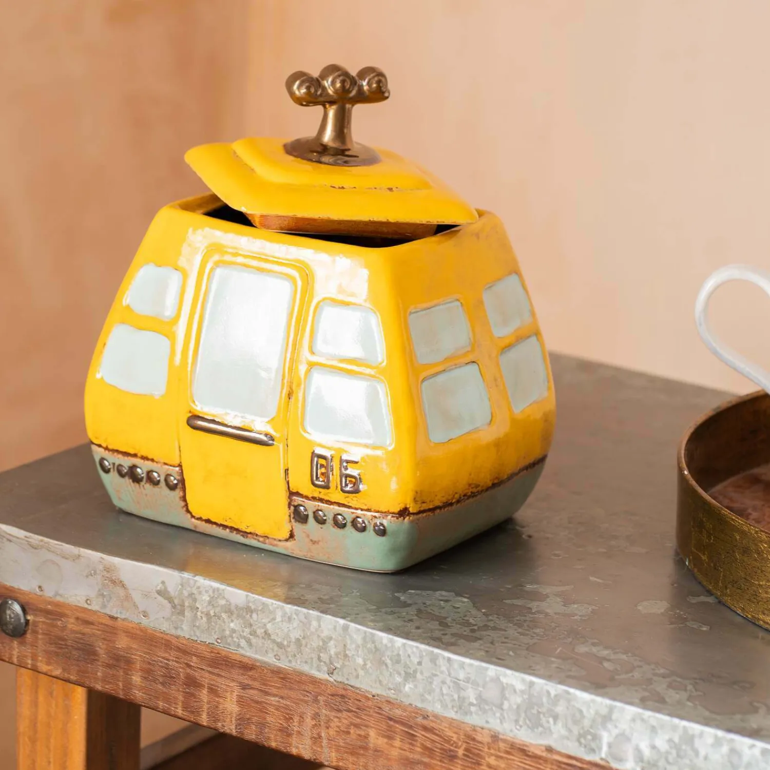 Graham & Green Yellow Cable Car Biscuit Jar
