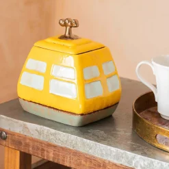 Graham & Green Yellow Cable Car Biscuit Jar