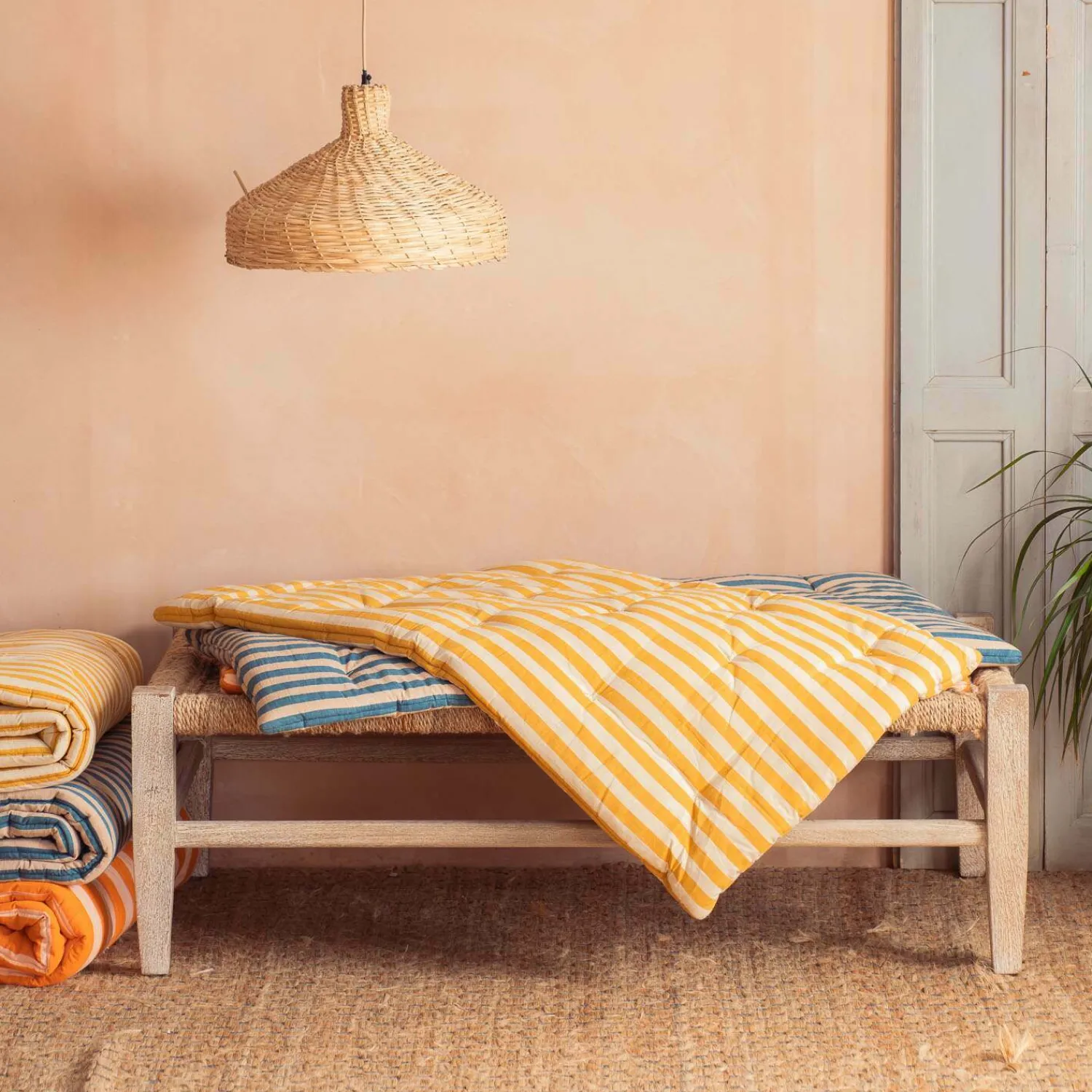 Graham & Green Yellow Candy Stripe Small Seat Mat