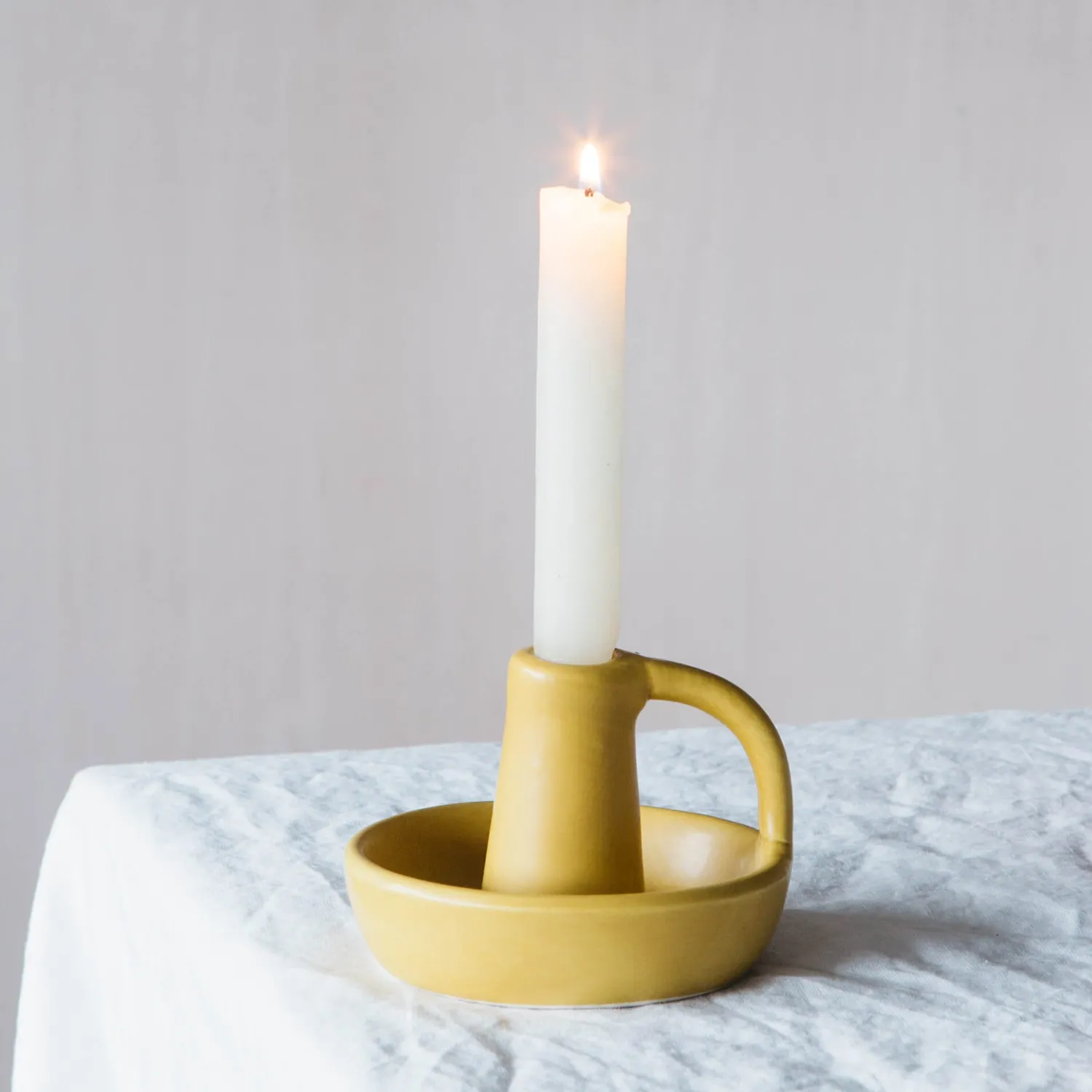 Graham & Green Yellow Curve Candle Holder
