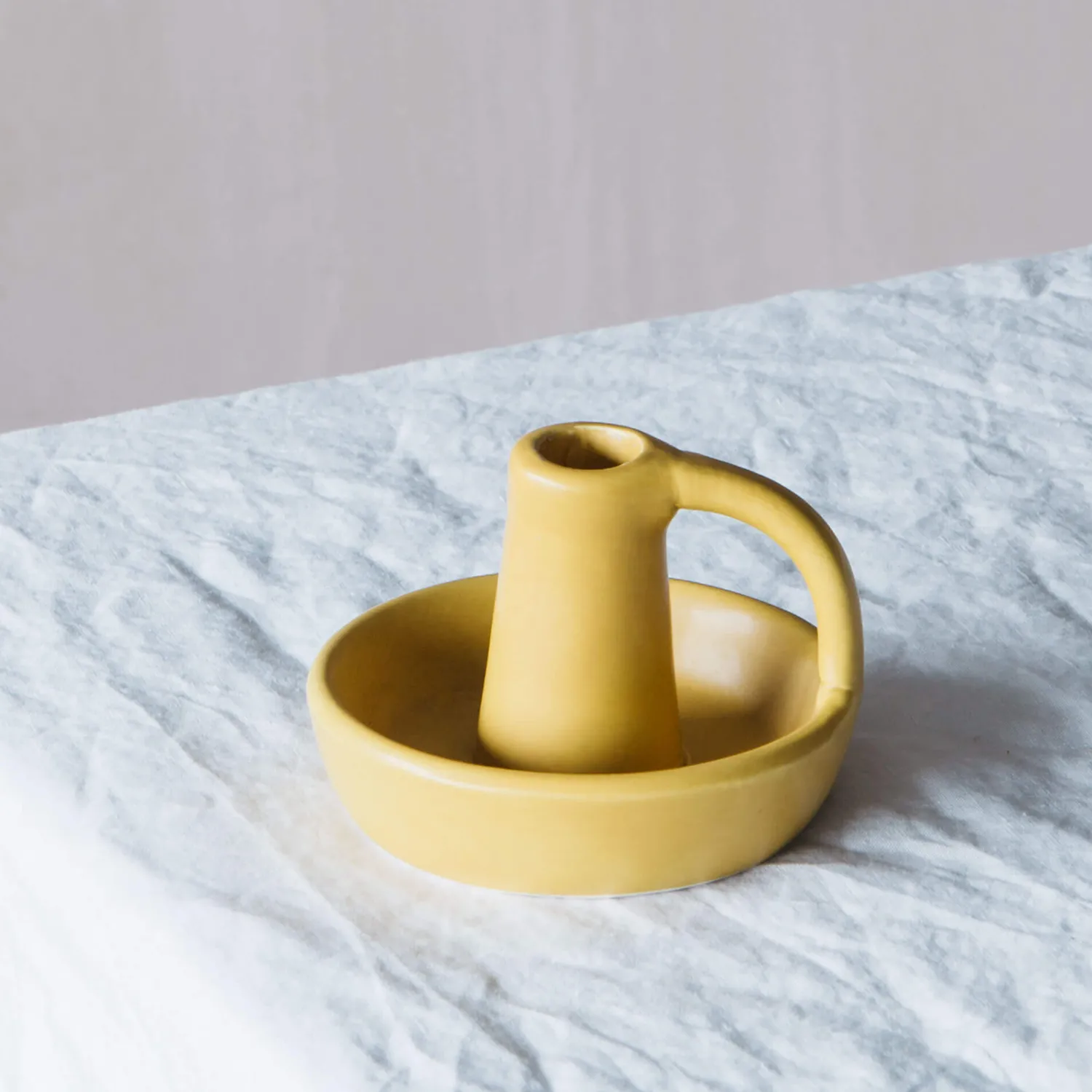 Graham & Green Yellow Curve Candle Holder