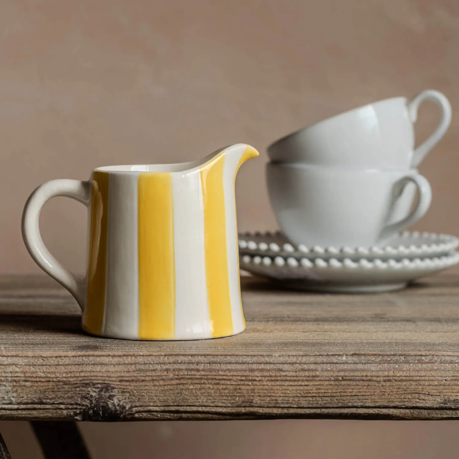 Graham & Green Yellow Stripe Creamer Jug