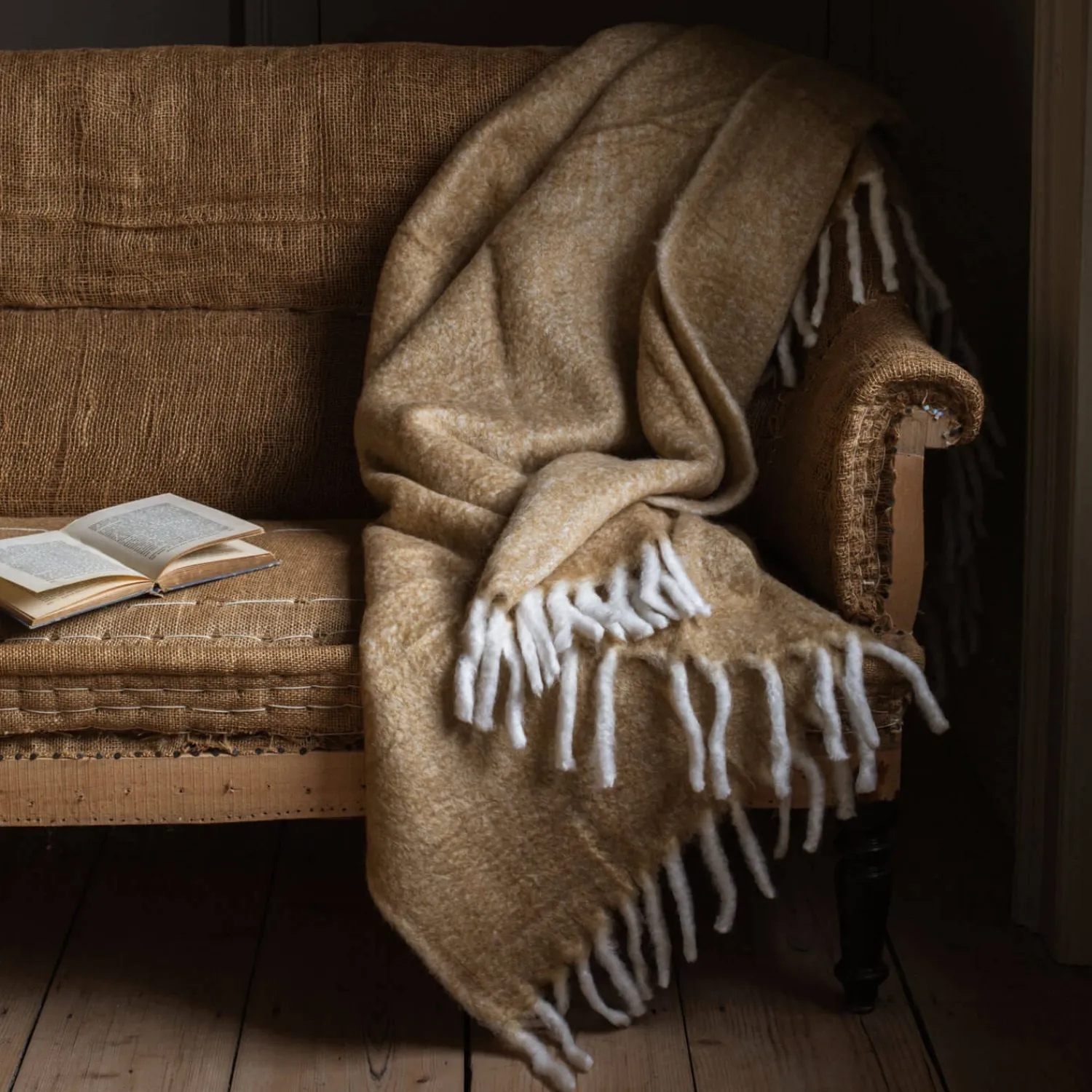 Graham & Green Yellow Wool Blend Throw