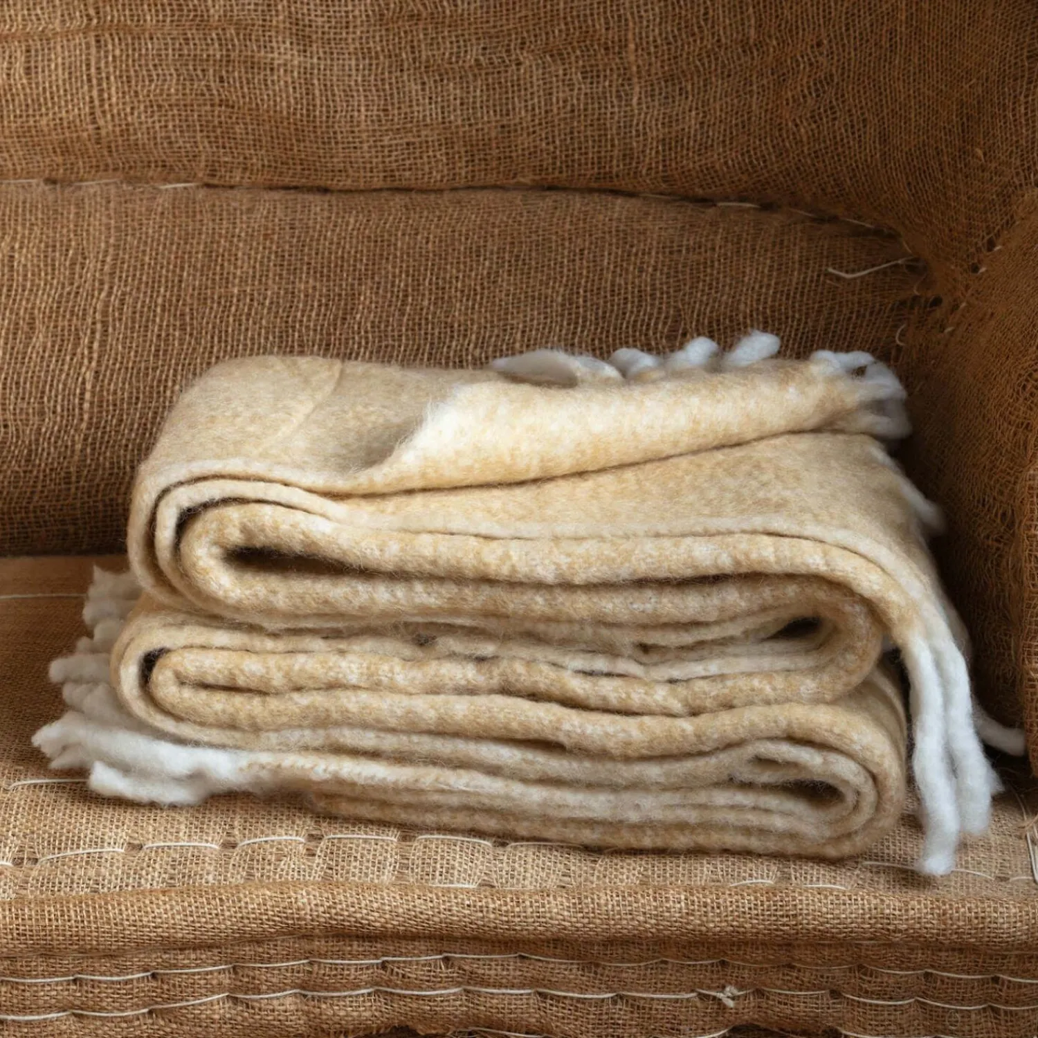 Graham & Green Yellow Wool Blend Throw