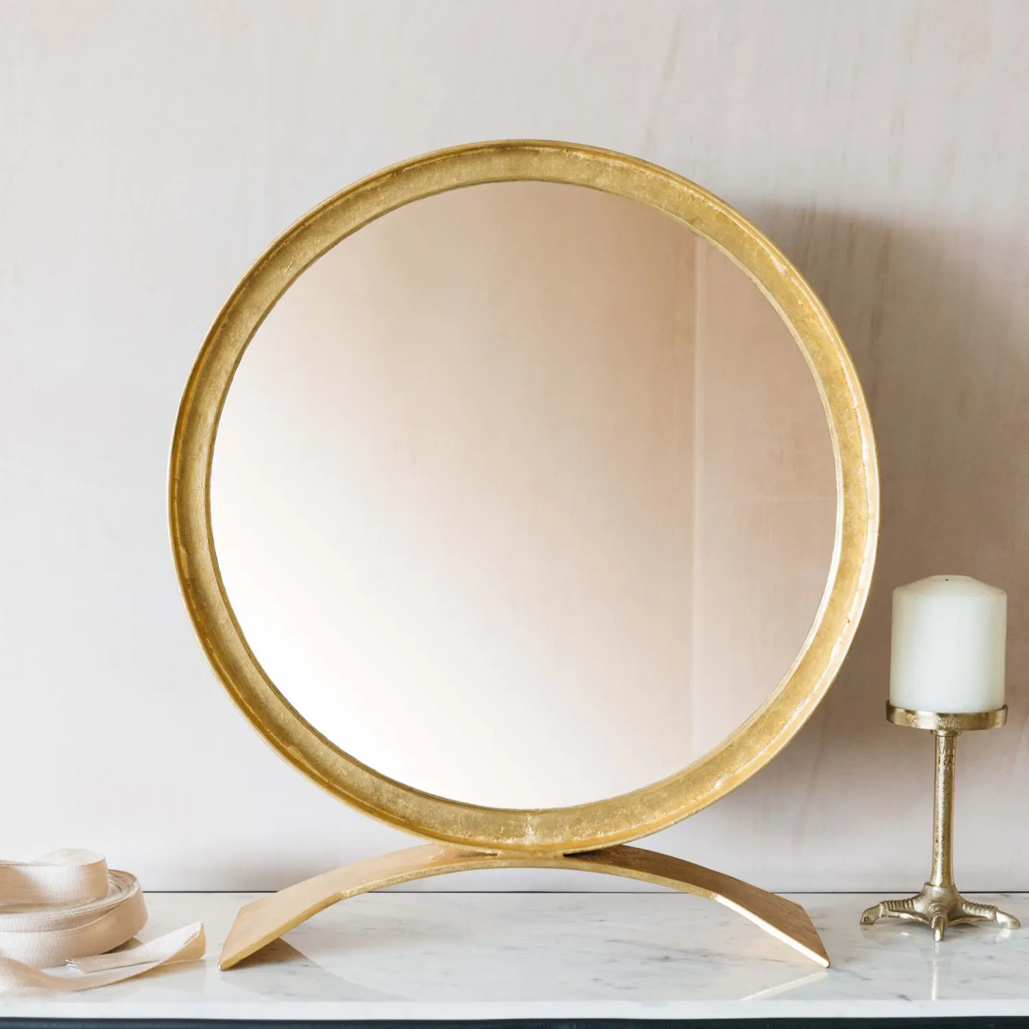 Graham & Green Zander Small Gold Table Mirror