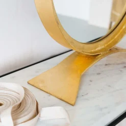 Graham & Green Zander Small Gold Table Mirror