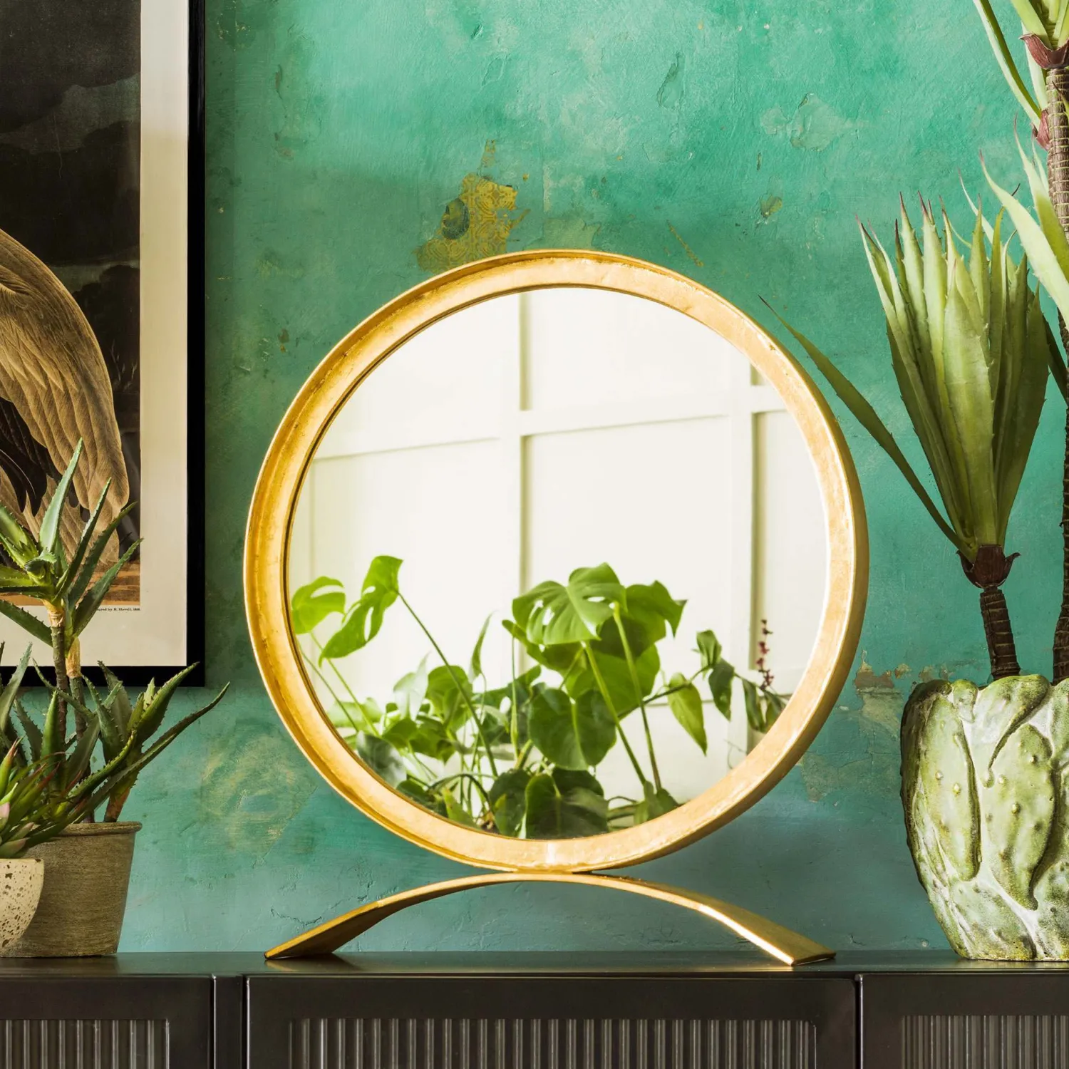 Graham & Green Zander Small Gold Table Mirror