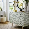 Graham & Green Zarina Green Stripe Bone Inlay Chest of Drawers