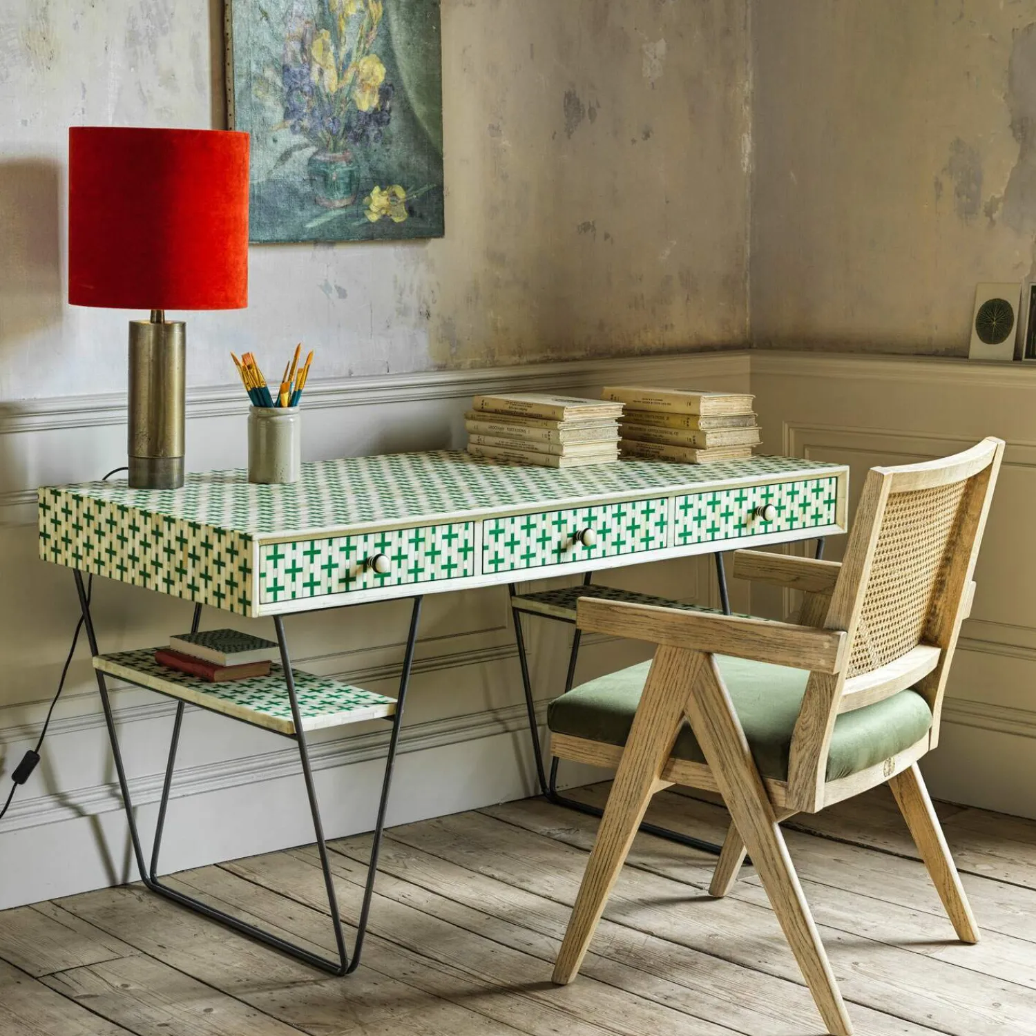 Graham & Green Zarina Handmade Bone Inlay Desk